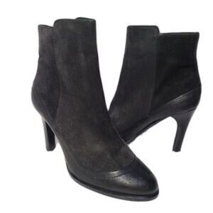 rag & bone Sunderland Peep Toe Suede Leather Black Booties 7